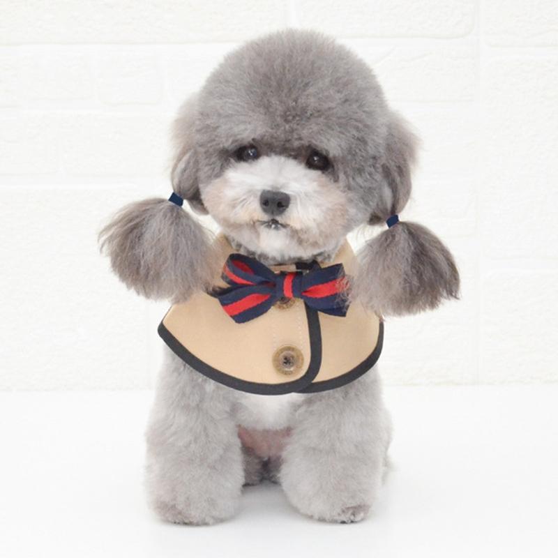 Dog Shawl Saliva Towel Scarf Pet Bow Tie Jewelry Accessories - Size L - White