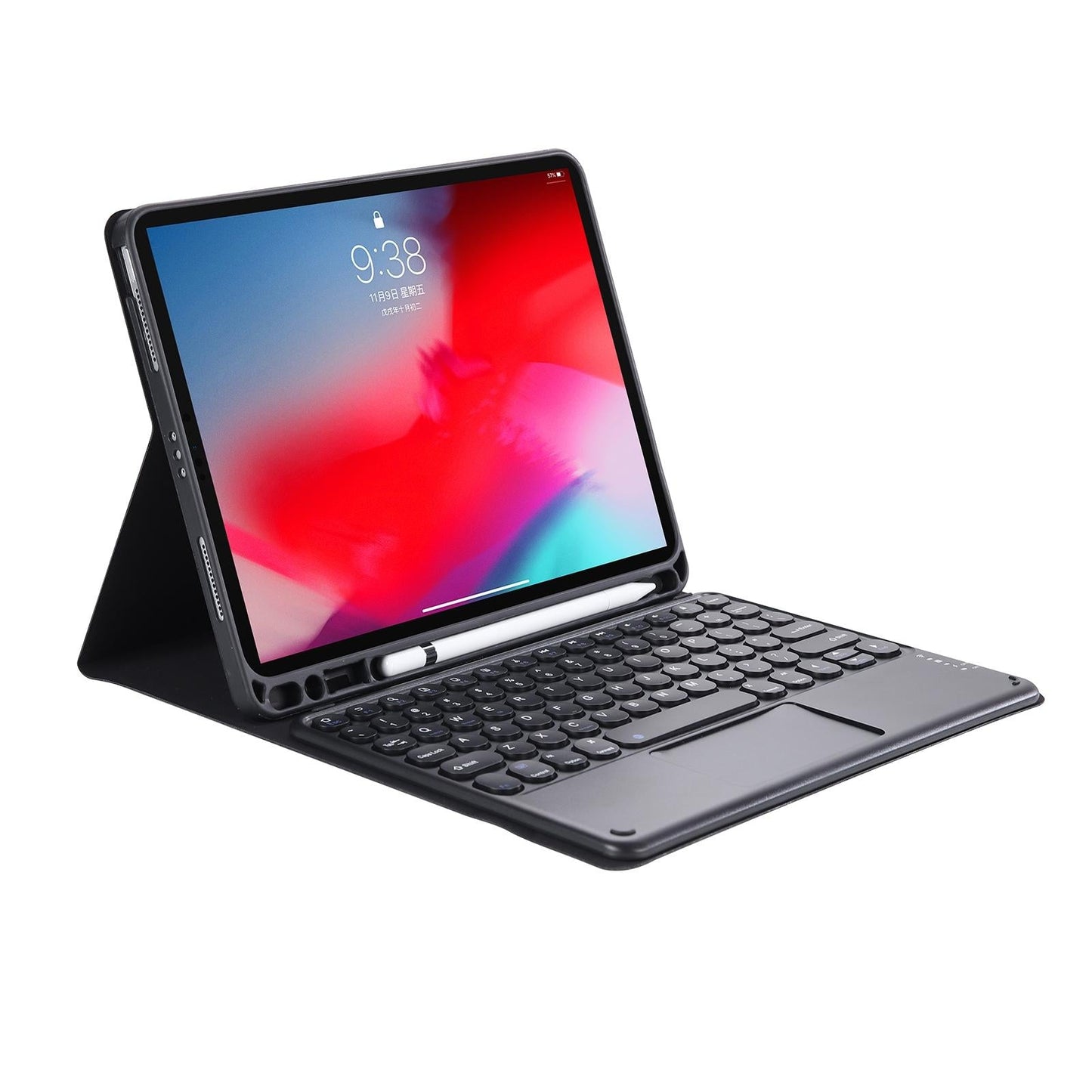 Detachable Bluetooth Keyboard Leather Case For Ipad Air 4 / 5 With Touch Control And Skin Feel Texture - Dark Green