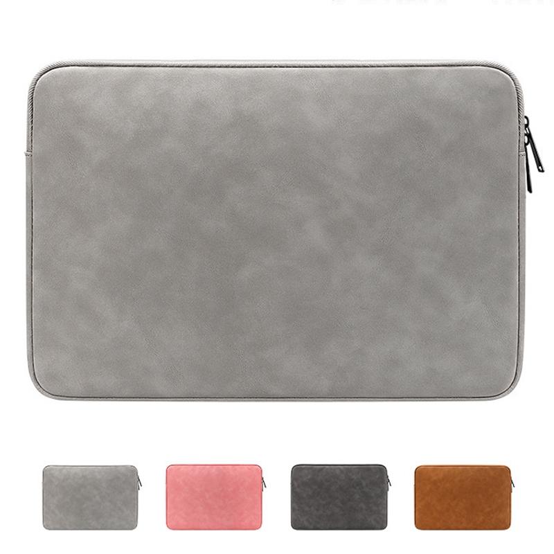 Lightweight Waterproof Lambskin Laptop Sleeve - Fits 14.1-15.4 Inches - Pink