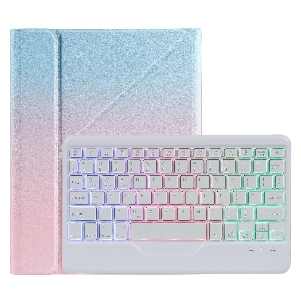10.2 / 10.5 Inch Bluetooth Keyboard Tablet Case With Triangle Holder & Pen Slot - Gradient Purple