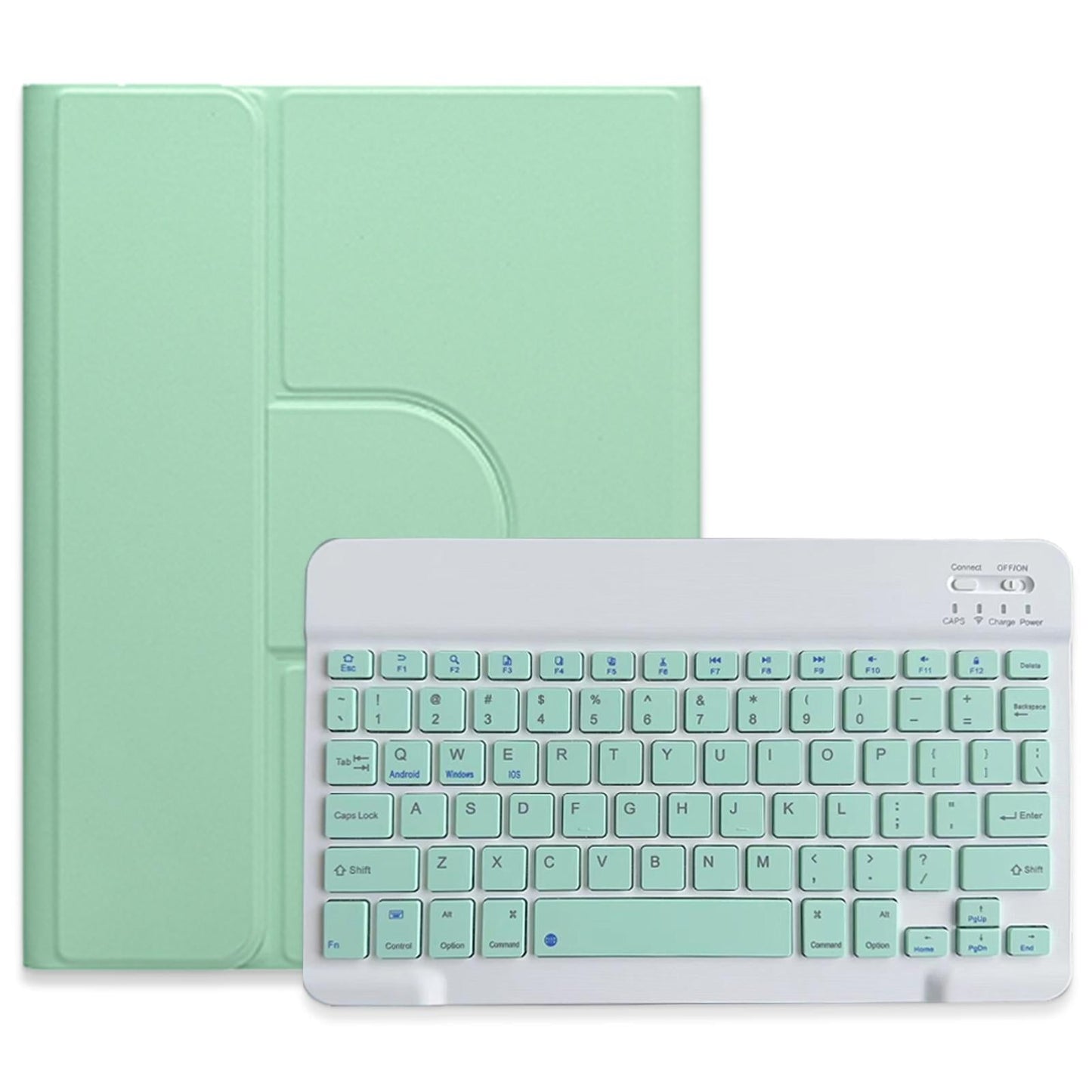 360 Degree Rotatable Bluetooth Keyboard Leather Case - Square Button - Sky Blue - For Ipad 10.2 2021 / Air 2019