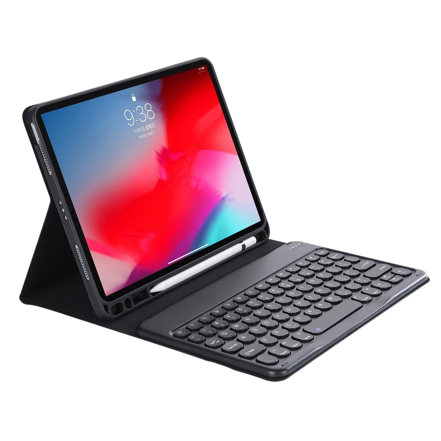 Detachable Bluetooth Keyboard Leather Case For Ipad Air 4 / 5 - Candy Colour Skin Texture - 10.9 Inch - Purple