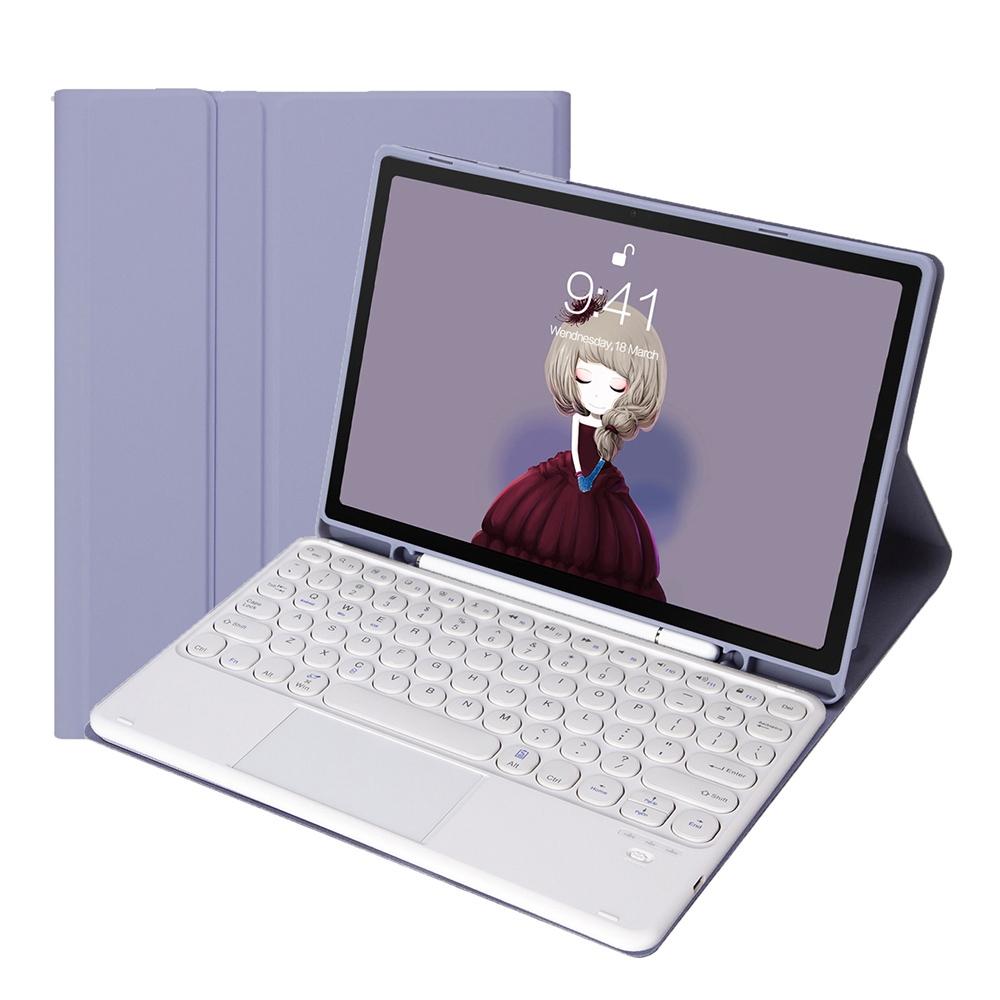 Detachable Bluetooth Keyboard Leather Case For Ipad Air 4 / 5 With Touch Control And Skin Feel Texture - Purple
