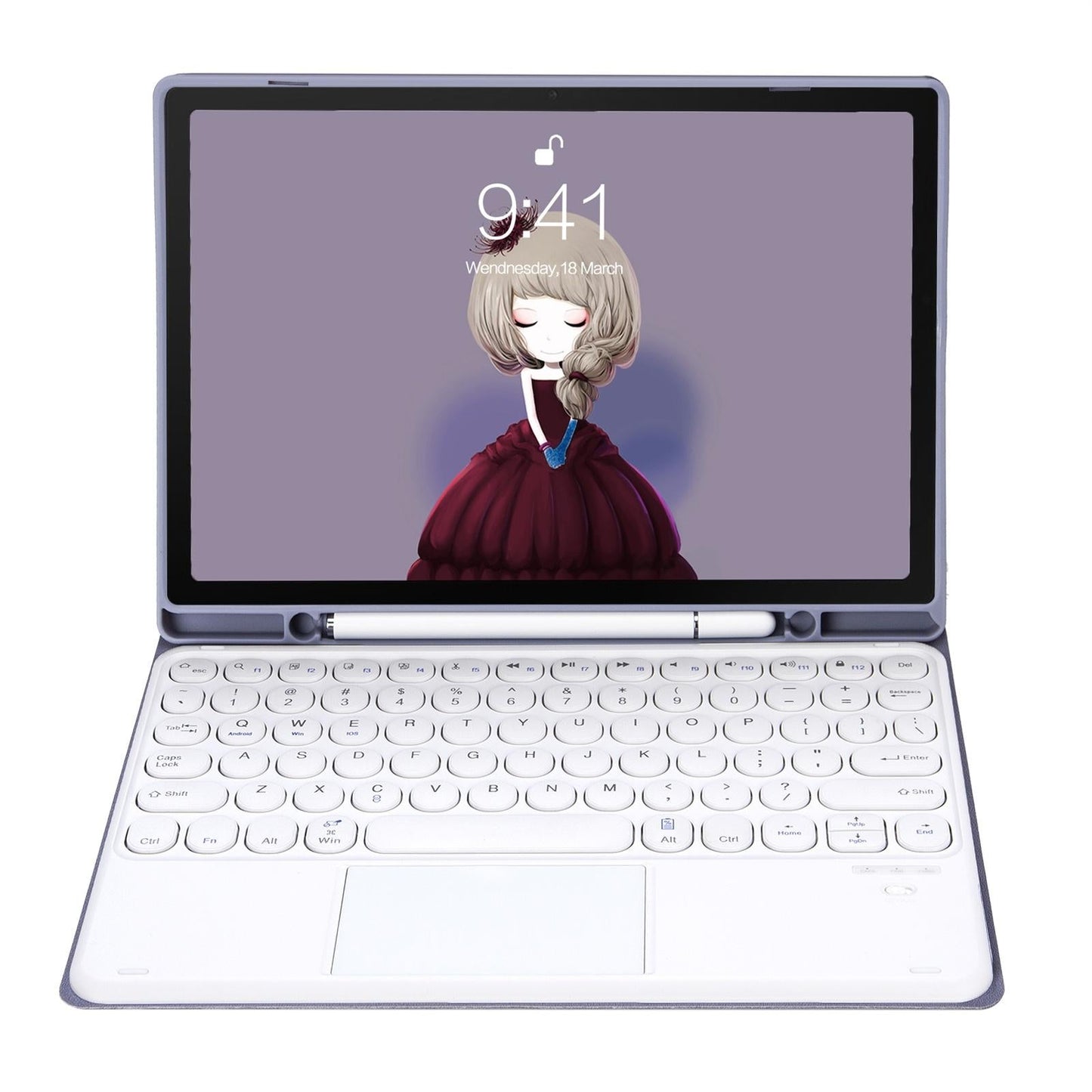 Detachable Bluetooth Keyboard Leather Case For Ipad Air 4 / 5 With Touch Control And Skin Feel Texture - Purple