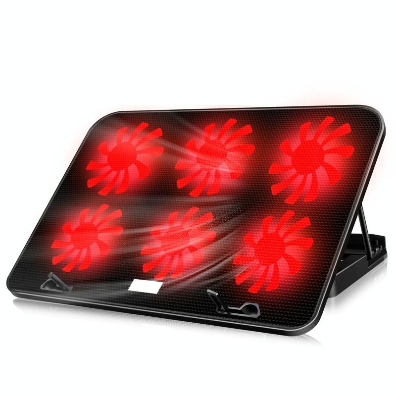 Silent Six-fan Cooling Holder for Notebook Computers - Black