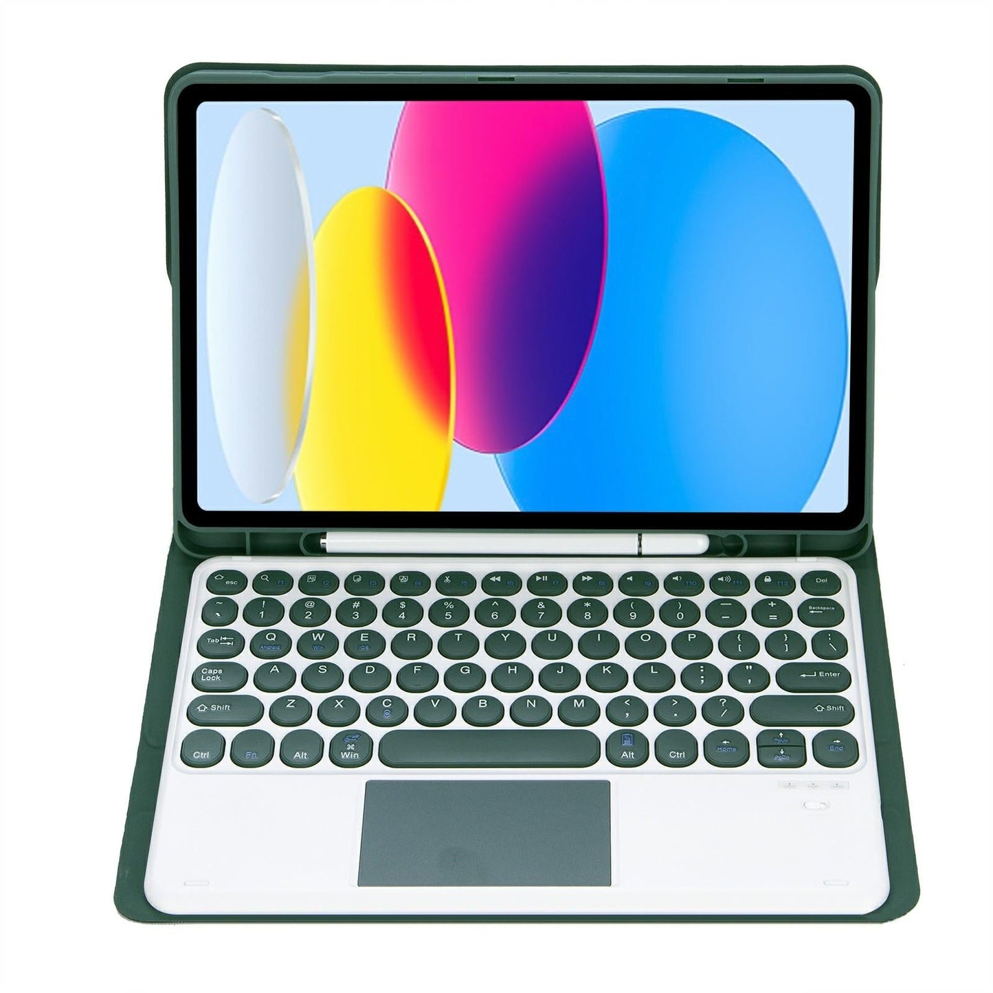 2022 Ipad 10.9 Lambskin Bluetooth Keyboard Case With Pen Slot - Dark Green