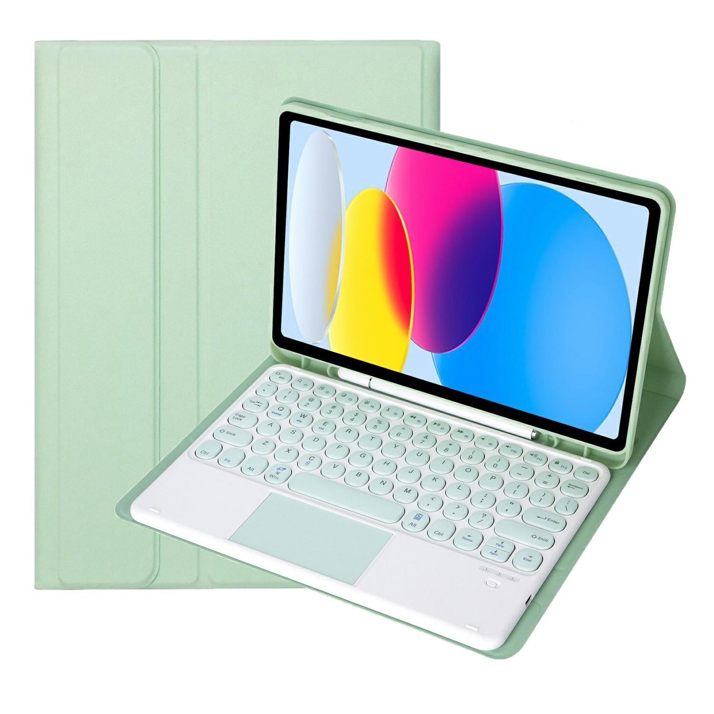 2022 Ipad 10.9 Lambskin Bluetooth Keyboard Case With Pen Slot - Dark Green