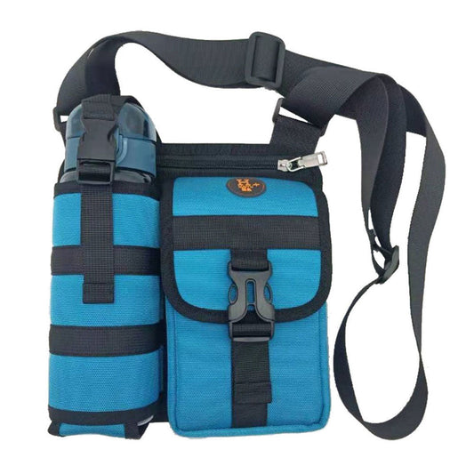 Vibe Geeks Waterproof Camping Wear Resistant Chest Crossbody Sling Shoulder Bags with Water Bottle Holder - Blue