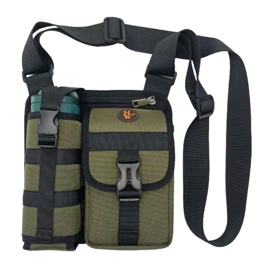 Vibe Geeks Waterproof Camping Wear Resistant Chest Crossbody Sling Shoulder Bags with Water Bottle Holder - Green
