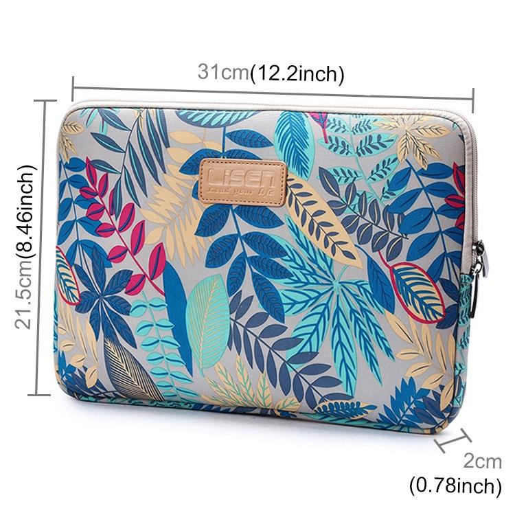 Colourful Leaves Sleeve Case Briefcase with Zipper - White