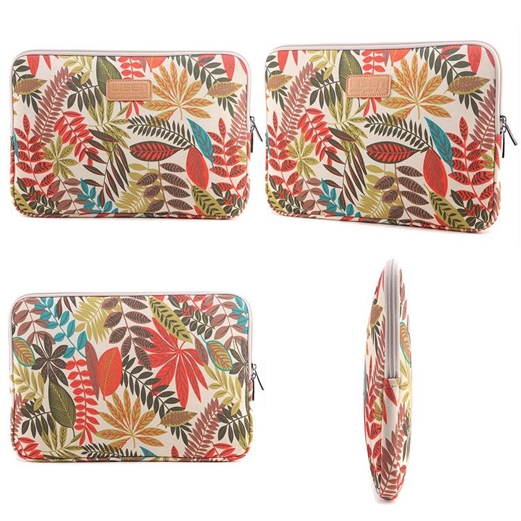 Colourful Leaves Sleeve Case Briefcase with Zipper - White