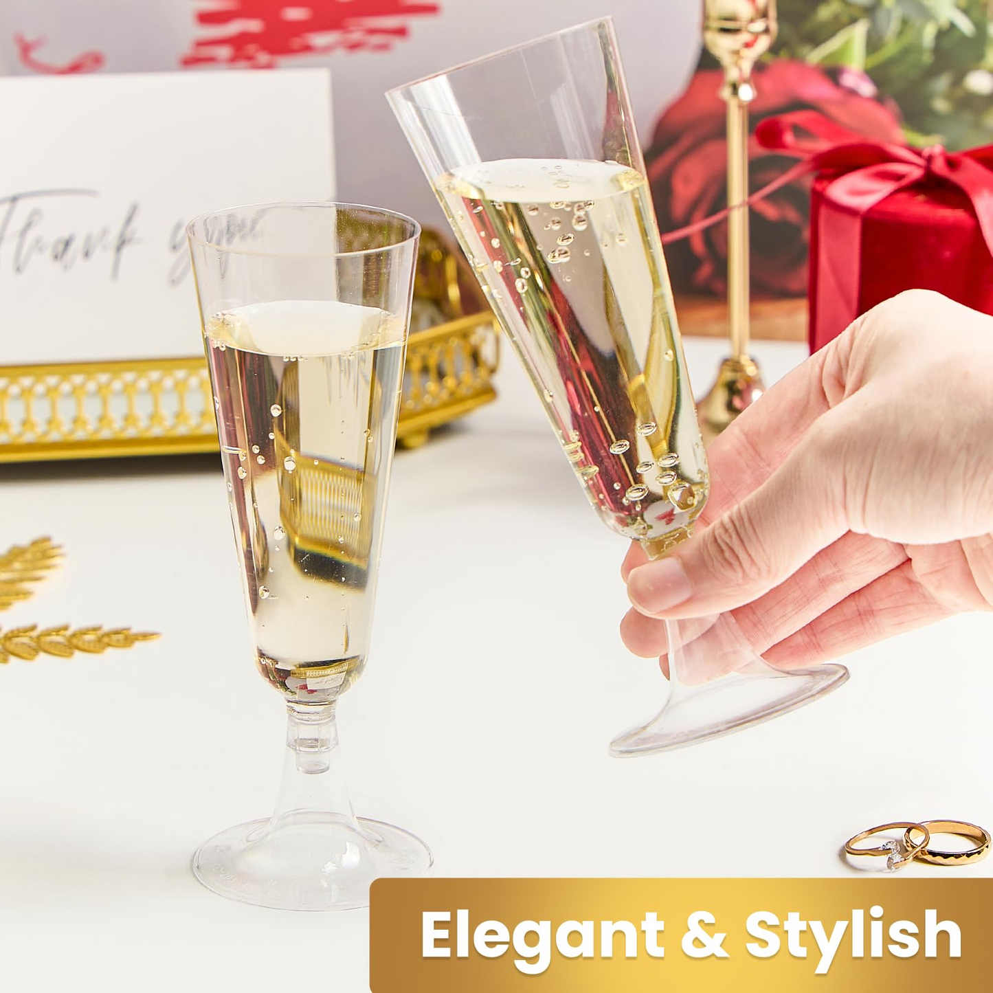 144x 210ml Premium Plastic Wine/Champagne Glasses Flutes Bulk - Clear