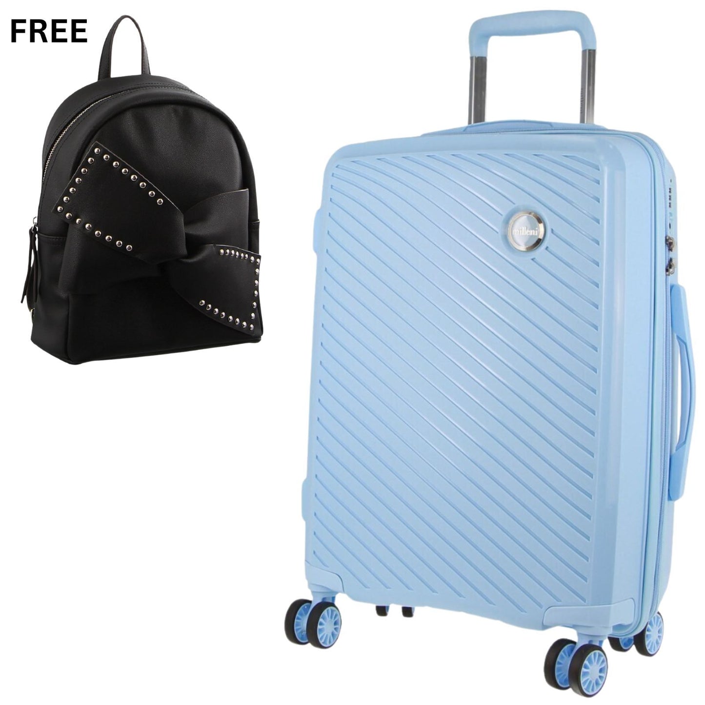 Pierre Cardin Inspired Milleni Luggage Bag Large in Blue + FREE Milleni Waist Bag