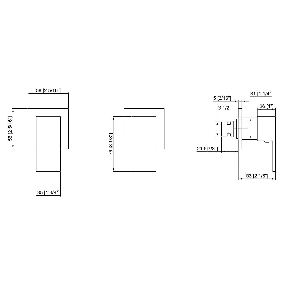 Bathroom Shower Bath Hot and Cold Square Mixer WATERMARK Certified in Chrome