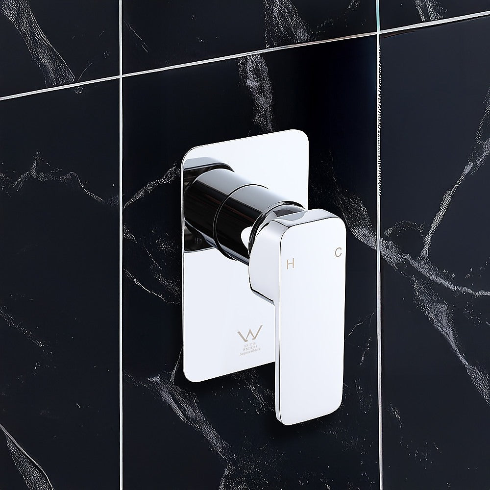 Single Square Shower Bath Mixer Tap Bathroom WATERMARK Approved in Chrome