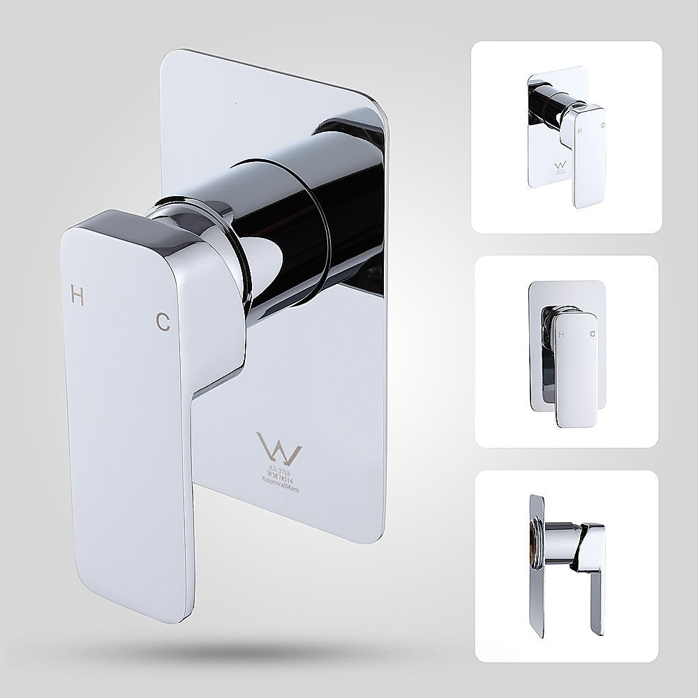 Single Square Shower Bath Mixer Tap Bathroom WATERMARK Approved in Chrome