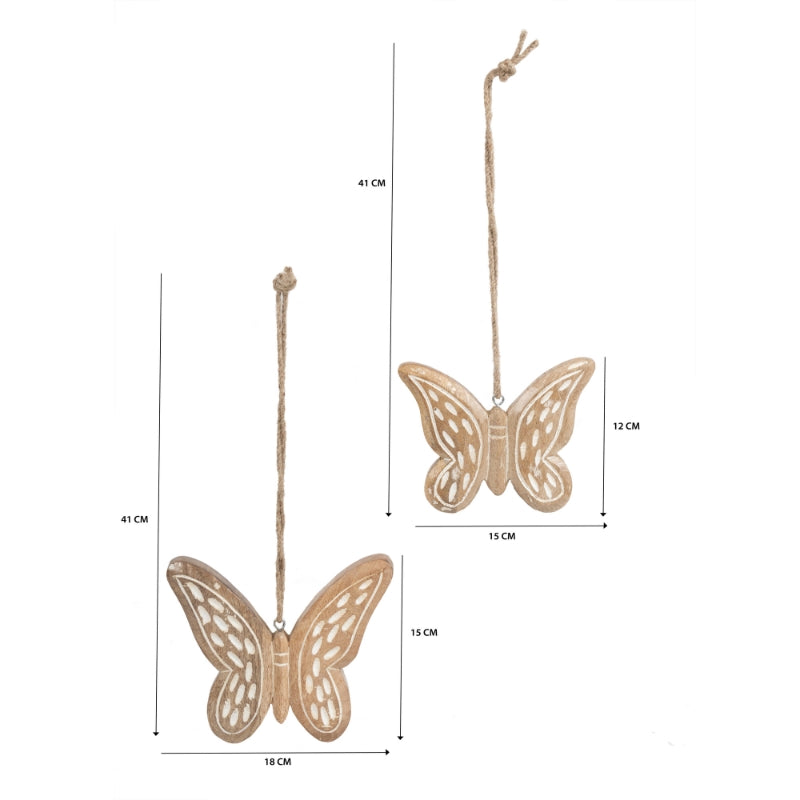 Set 2 Handcrafted Hanging Butterflies 18cm, 15cm