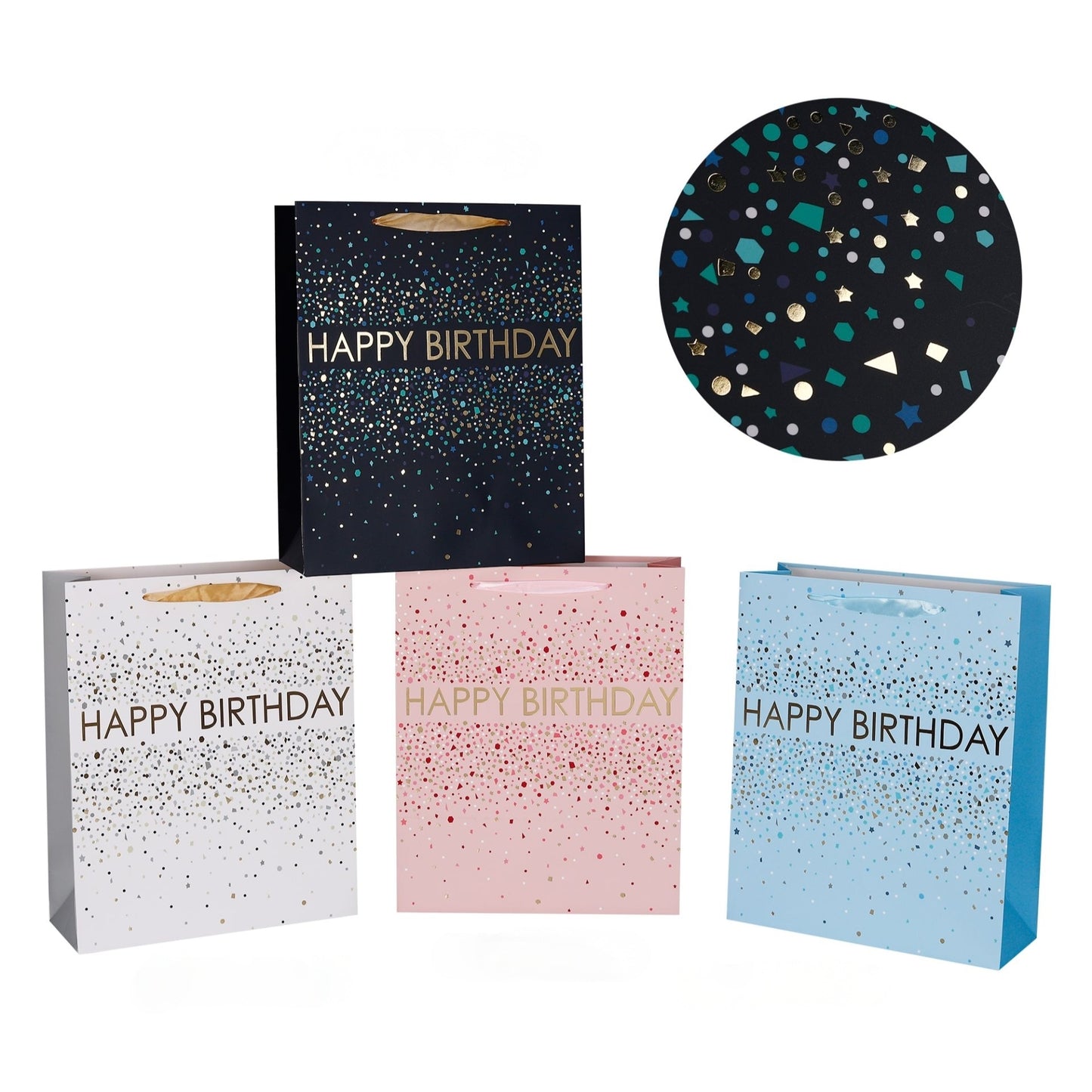 bulk 24 Medium Elegant Sparkle Birthday Gift Bag Assort 23cm