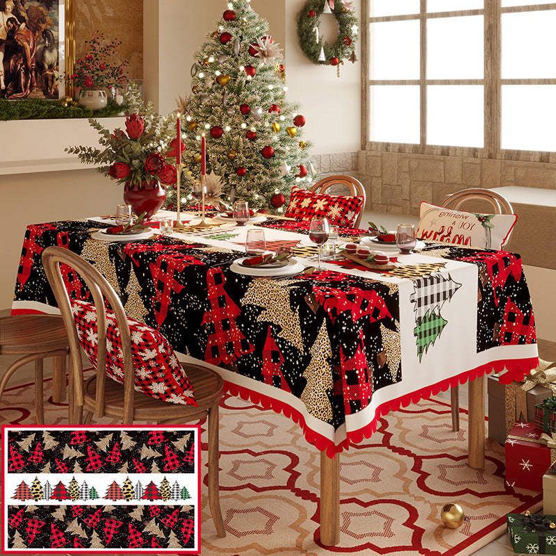 Christmas Tree Pattern Tablecloth - Festive Holiday Dining Table Cover 100*140cm