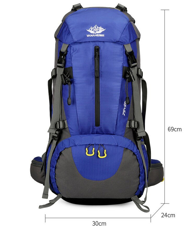 Red 36-55L Outdoor Hiking Backpack - Durable Water Resistant Travel Bag for Trekking, Camping, and Adventure