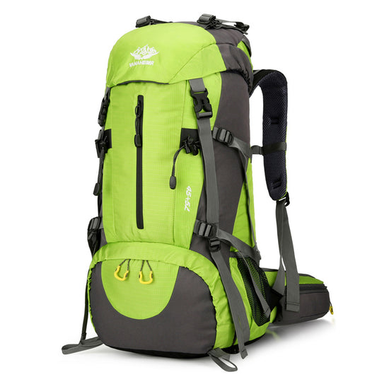 Green 36-55L Outdoor Hiking Backpack - Durable Water Resistant Travel Bag for Trekking, Camping, and Adventure