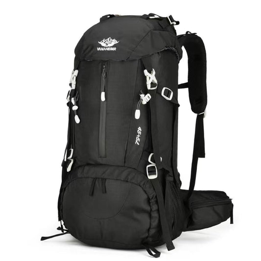 Black 36-55L Outdoor Hiking Backpack - Durable Water Resistant Travel Bag for Trekking, Camping, and Adventure