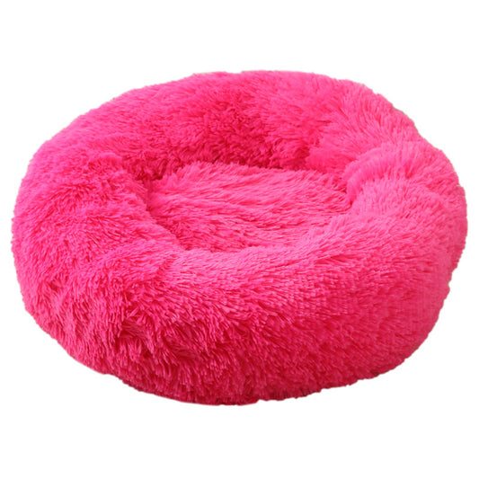 Rose Red 50cm Cozy Round Pet Bed - Plush Cat & Dog Bed with Non-Slip Base, Machine Washable