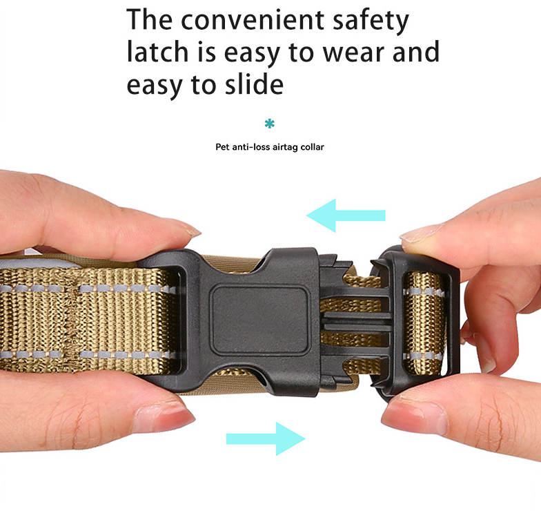 S Black Secure Nylon Dog Collar with Built-in Apple AirTag (not included) Holder Case - Pet Tracker Accessory