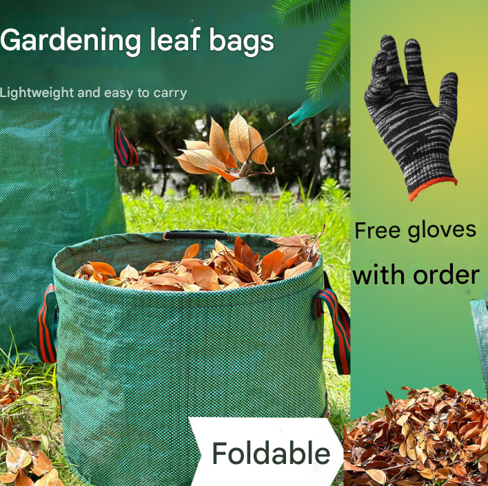 400L(Calibre80*80cm) Heavy Duty Collapsible Garden Waste Bags (Set of 2) - Large Reusable Yard Leaf Bin