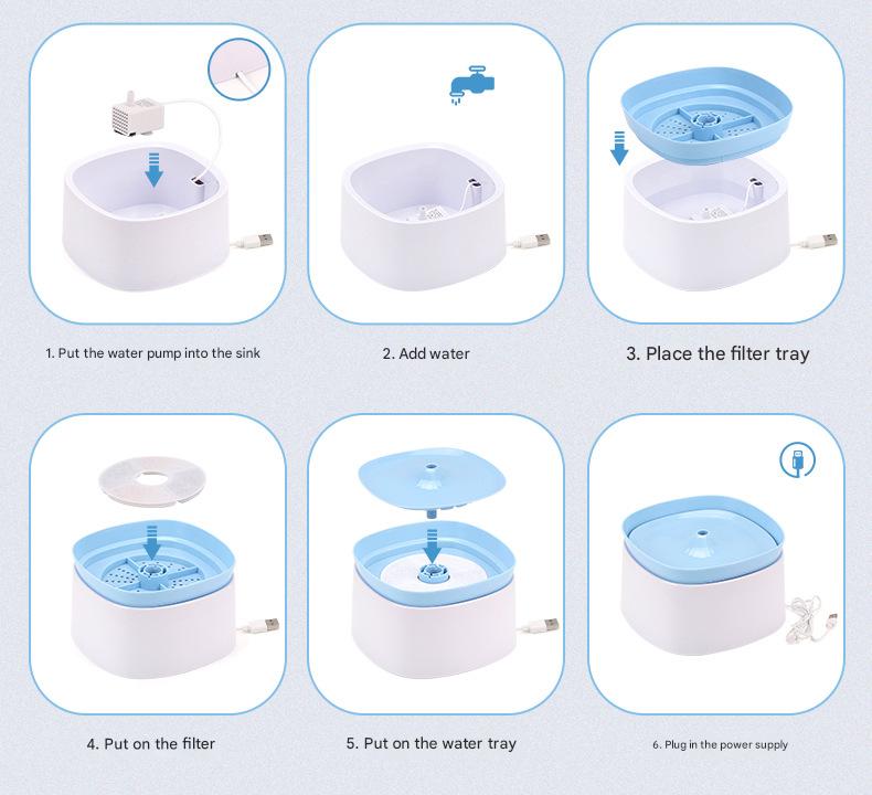 Automatic Pet Water Fountain - USB Powered, Multi-Stage Filtration, Ultra-Quiet, 2L Capacity(Pink)