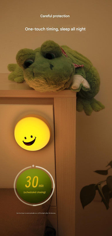 Fun Emoji LED Night Light - Tap Control, 7 Changing Options, 3 Brightness Levels & Magnetic Mount(Smiling emoticon)