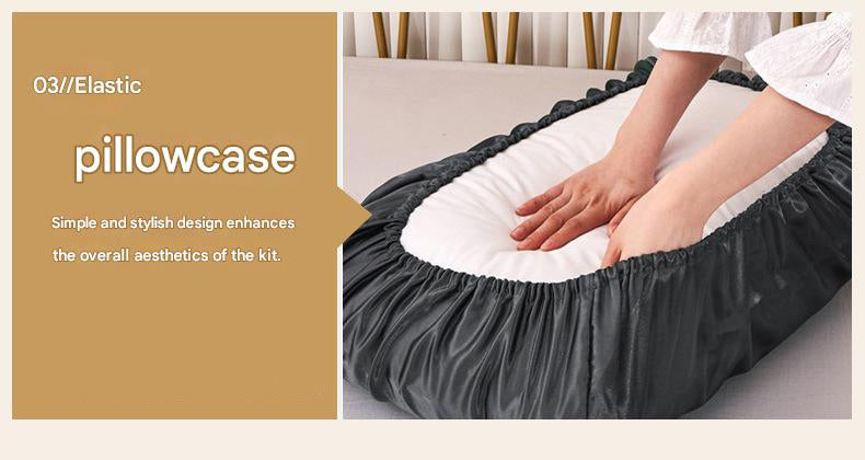 Beige Silky Satin Pillowcase Pair - Smooth for Hair & Skin, Elastic Fitted (46x90+16cm)