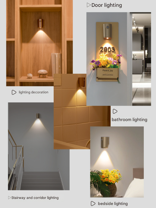 Gold Rechargeable Magnetic LED Accent Light - Motion Sensor, 3-Color Dimmable, Wireless Spotlight for Art, Hallway, Door Sign