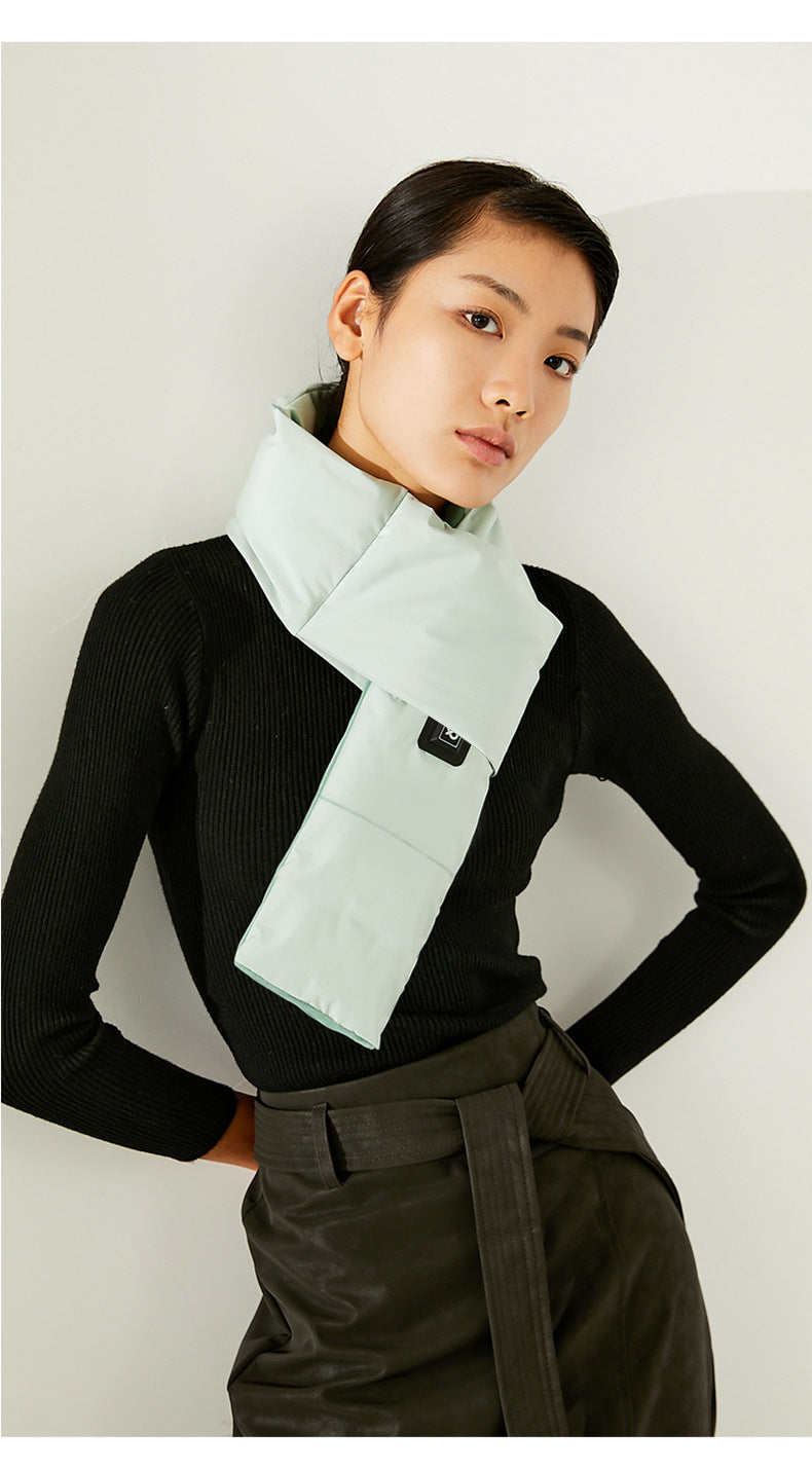 Dark Blue USB Electric Heated Scarf - Portable Puffer Neck Warmer with 3-Level Heat Control for Winter