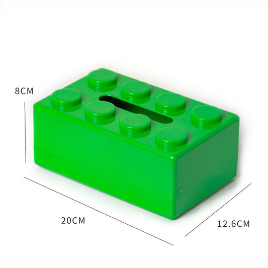 Green 2 Pcs Creative Building Block Tissue Box Holder - Wall-Mounted & Desktop Dispenser for Bathroom, Kids Room & Office Decor
