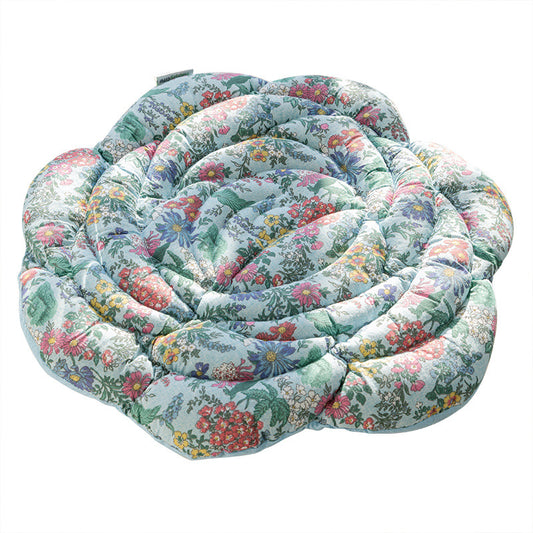 Blue Rose Pattern Pure Cotton Chair Cushion - Thickened 50x50cm Office Sofa Pad