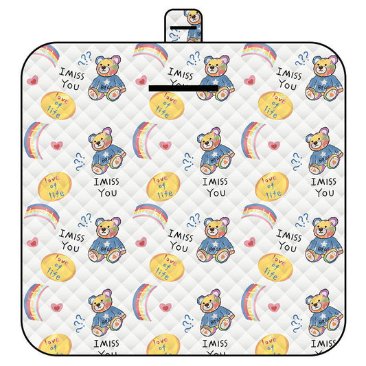 Rainbow Bear Thick Waterproof Foldable Picnic Mat - 150x200cm for Camping & Beach