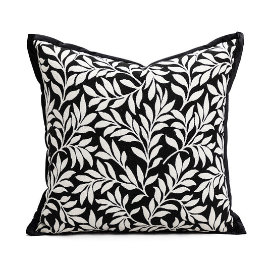 45*45cm Leaves Triangle Elegant Two-Piece INS-Style Jacquard Pillow Covers - Black & White Sofa Decor