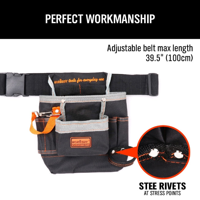 Black Professional Tool Holder Belt - Durable and Waterproof Tool Bag for Electricians, Carpenters, and Mechanics