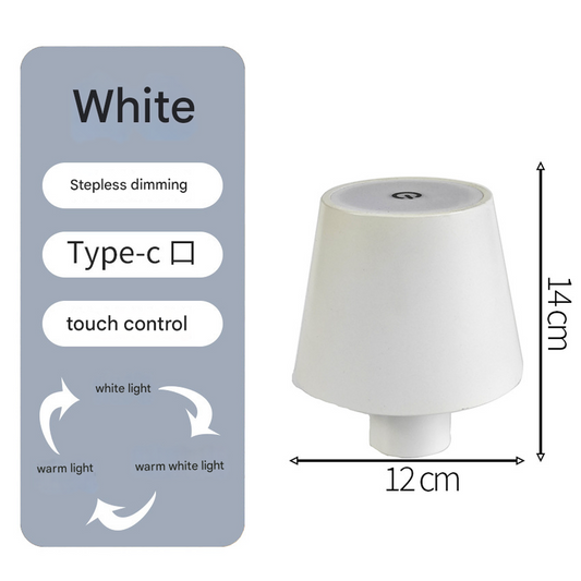 Smooth white Cordless LED Bottle Lamp - Rechargeable Touch-Control Table Light with 3 Color Modes for Bar & Home Decor