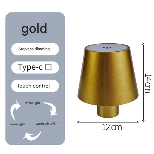 Smooth gold Cordless LED Bottle Lamp - Rechargeable Touch-Control Table Light with 3 Color Modes for Bar & Home Decor