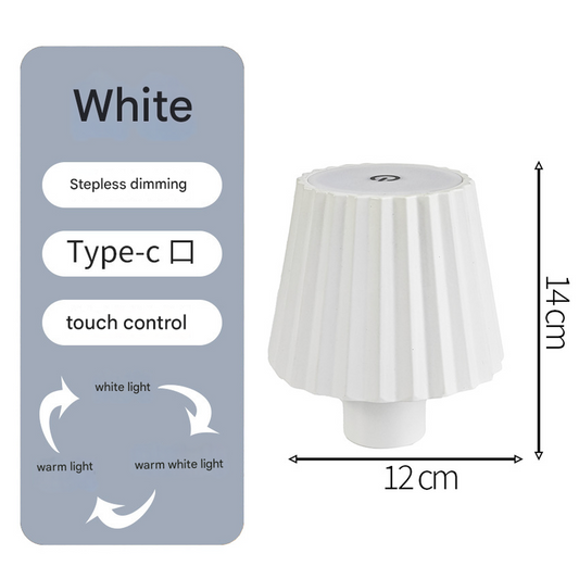 Striped white Cordless LED Bottle Lamp - Rechargeable Touch-Control Table Light with 3 Color Modes for Bar & Home Decor