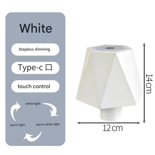 Triangular white Cordless LED Bottle Lamp - Rechargeable Touch-Control Table Light with 3 Color Modes for Bar & Home Decor