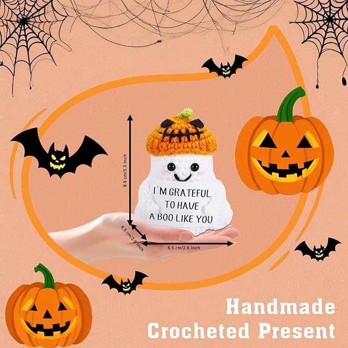 2 PCS White Spooky & Sweet: Handmade Crocheted Ghost Doll - Halloween Party & Home Decor Gift(A)