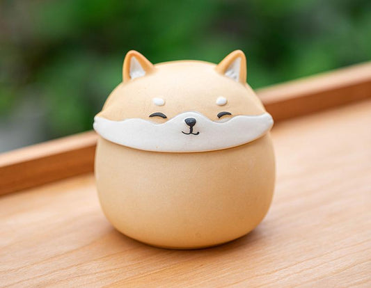 Artisan Ceramic Sealed Storage Jar with Animal Design - Airtight Tea Preservation & Decorative Accent(light yellow)