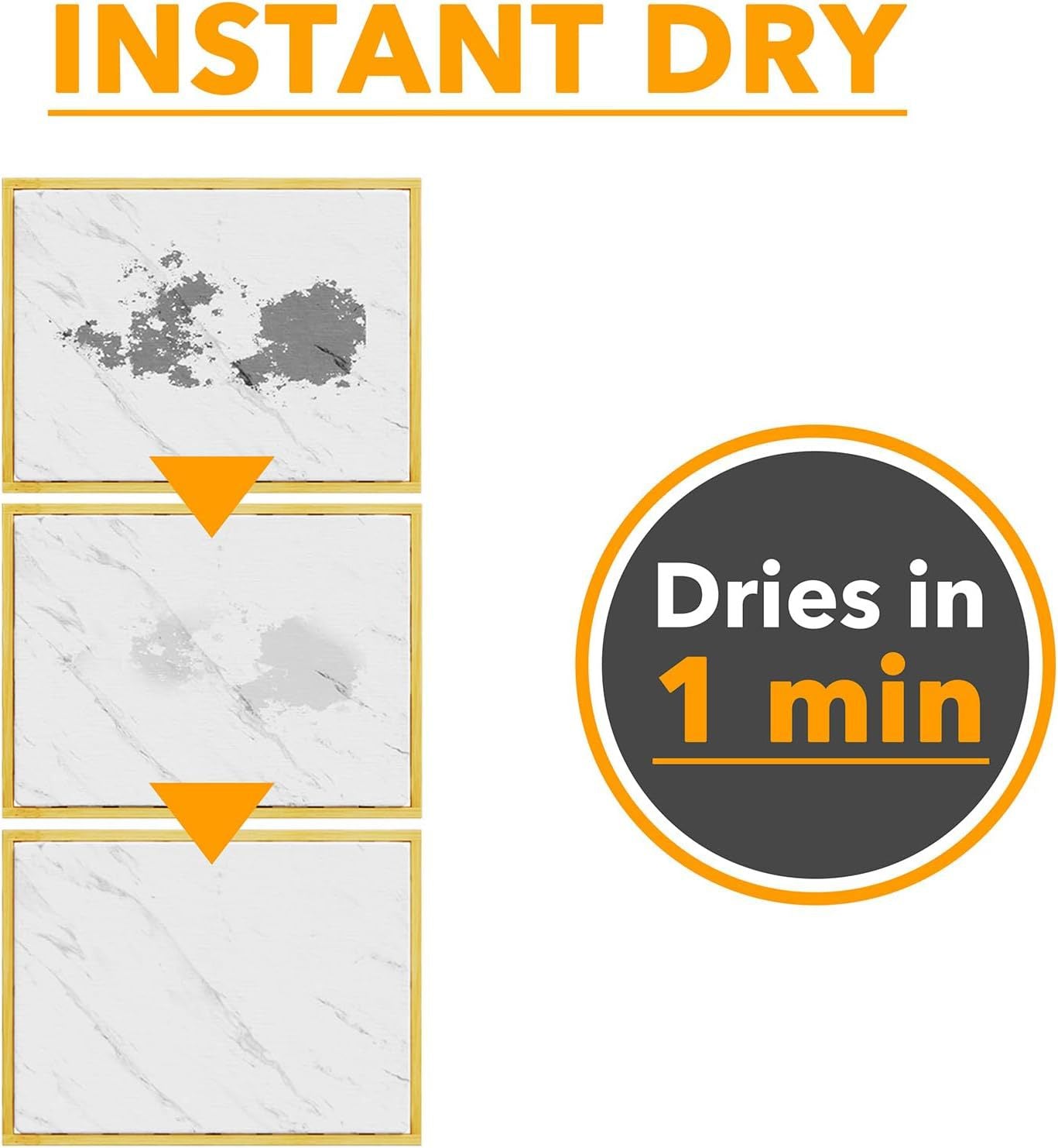 Instant Dry Stone Dish Drying Mat with Bamboo Rack - 2 Ways to Use, Quick Absorbent & Stylish(grey)