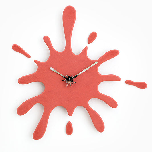 Creative Splatter Design Wall Clock - Silent Movement, Modern Decorative Timepiece(red)