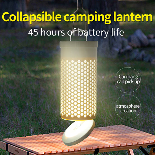 Collapsible LED Camping Lantern with 45-Hour Battery Life, USB-C Charging & Atmosphere Lighting(Khaki)