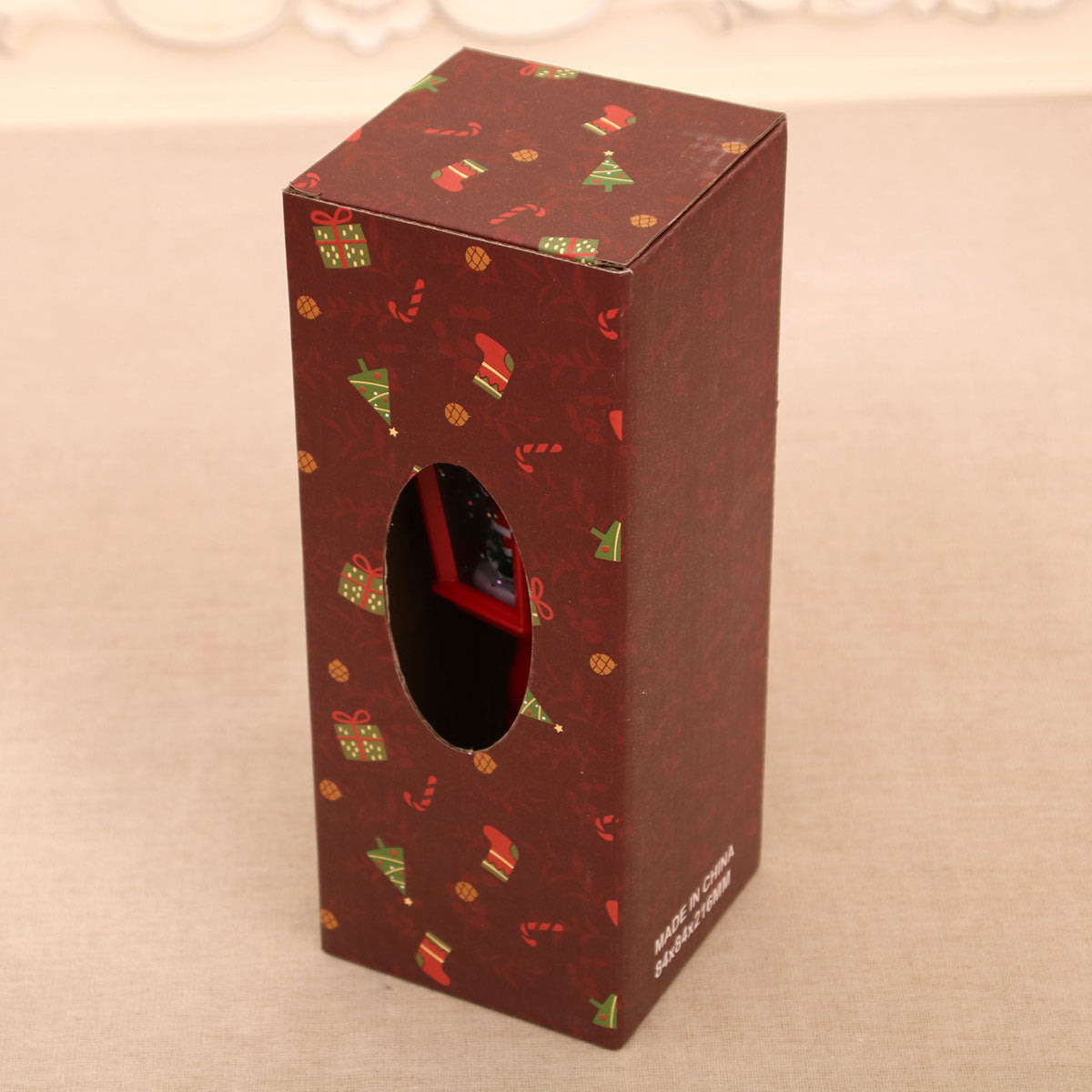 Festive LED Christmas Snow Globe Lantern - Glittering Tabletop Decoration with Santa/Snowman Scene, Dual Power(red)