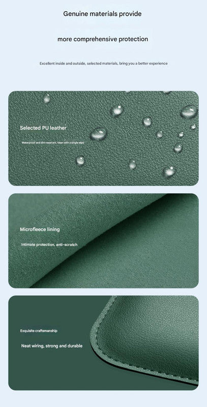 3-in-1 PU Leather Laptop Sleeve with Stand & Mouse Pad + Accessory Pouch(Brown)